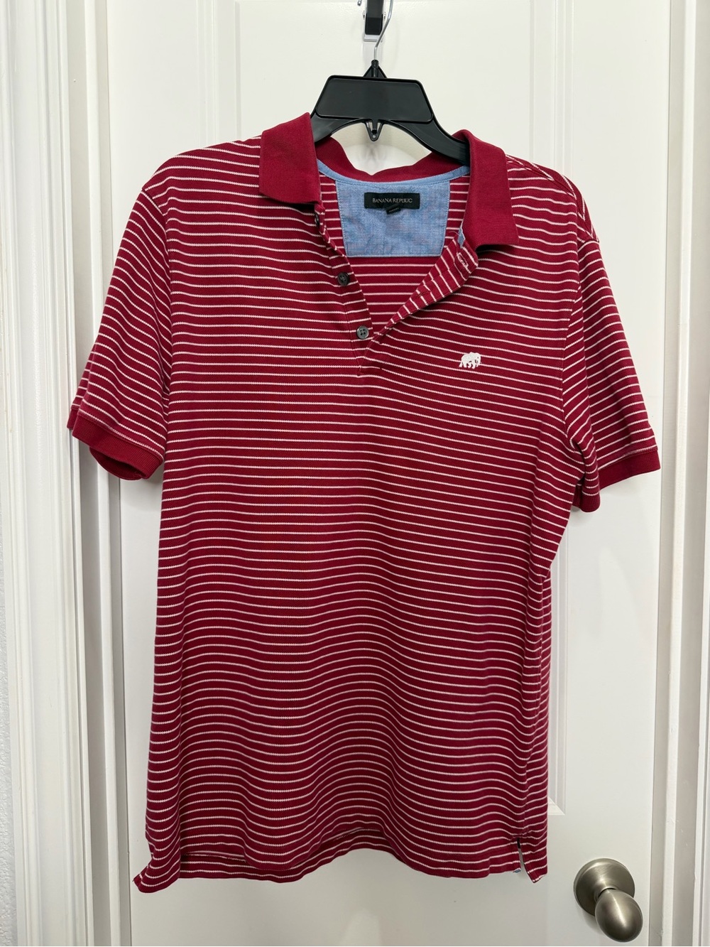 Banana Republic Striped Polo Shirt Red White Large